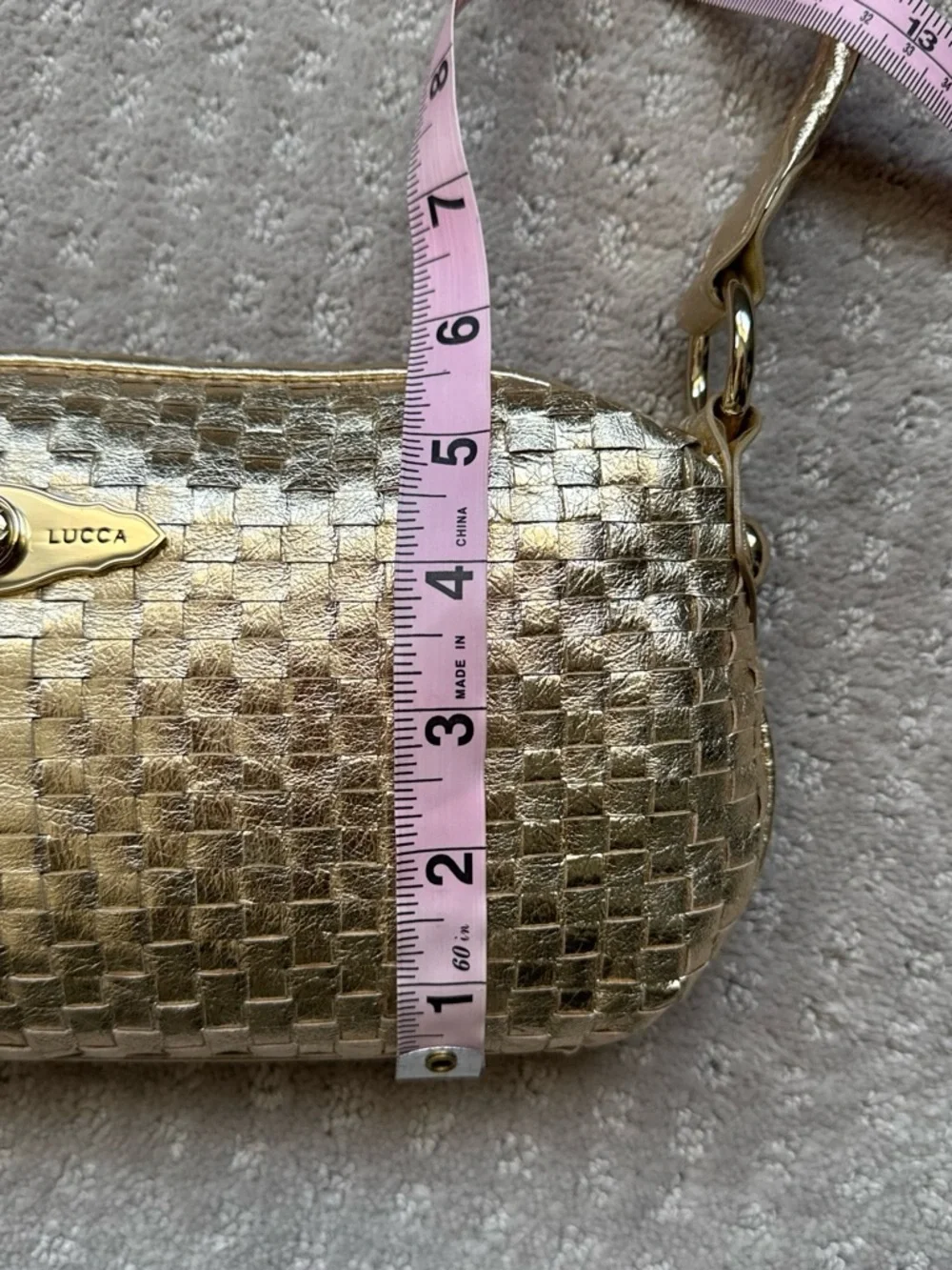 Elliott Lucca Metallic Gold Woven Clutch Shoulder Bag